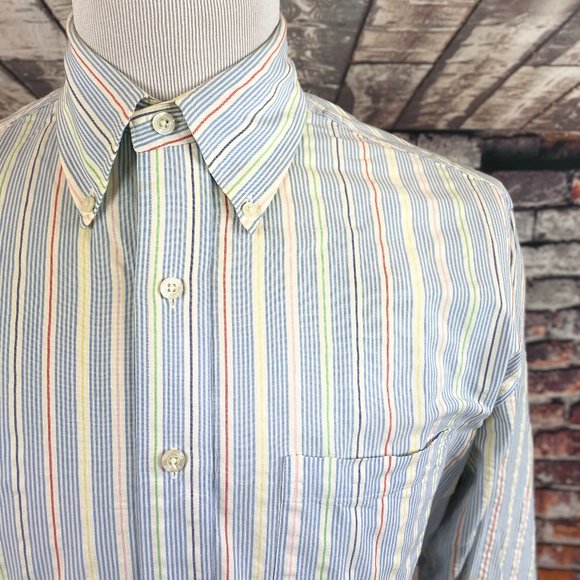 Brooks Brothers 1818 Blue Green Red Yellow Shirt M - Picture 4 of 5